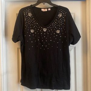 EUC Quaker Factory v neck shirt